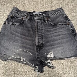RE/DONE 50s Cutoff Denim Shorts Vintage Faded Black Size 27 Button Fly 3"